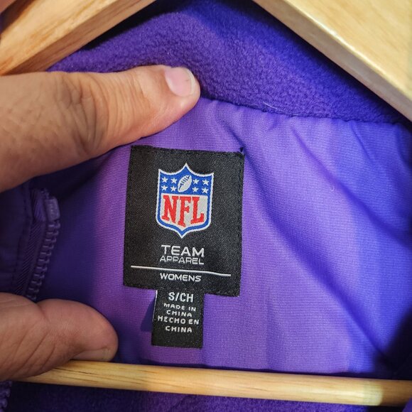 NFL Team Apparel Women's S Fuzzy Hoodie Full Zip Minnesota Vikings Quilted Inner - Picture 16 of 16